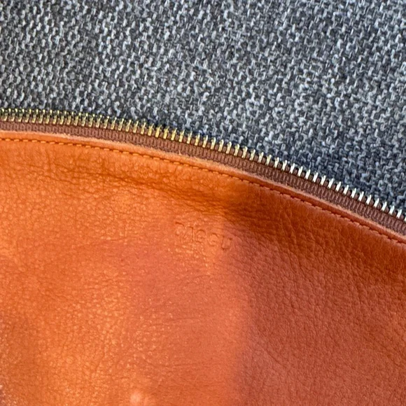 BAGGU Leather Zip Pouch in Warm Brown - Picture 2 of 8